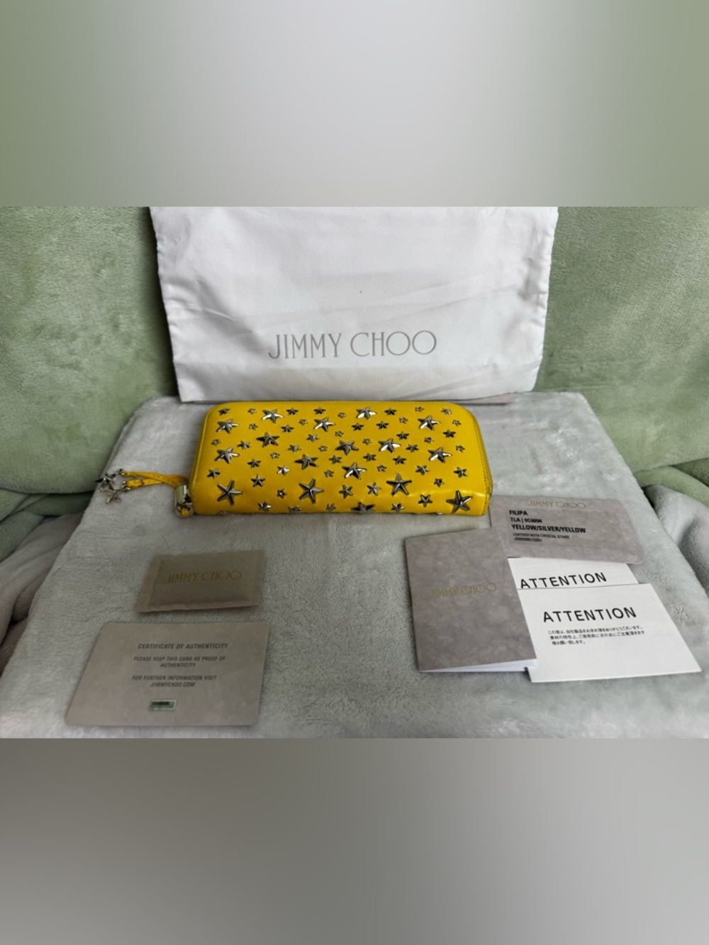 ✨ AUTHENTIC Jimmy Choo Yellow Star Studded Filipa Wallet